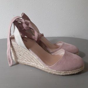 JustFab Pink Wedge Espadrilles Size 10